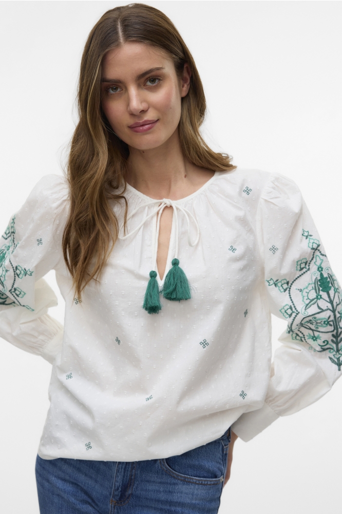 VMHIBA LS TOP WVN SPE 10303752 SNOW WHITE/BOSPHORUS